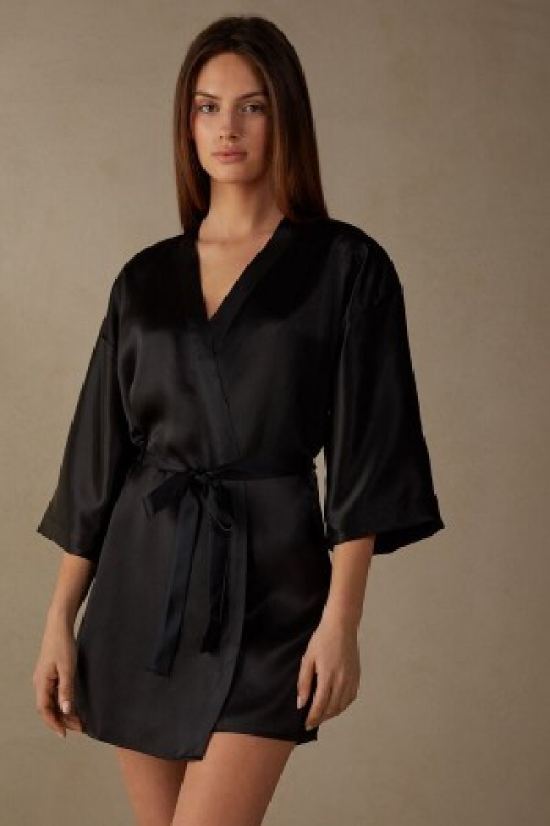 Intimissimi Silk Kimono Zwart | DBEKV31246